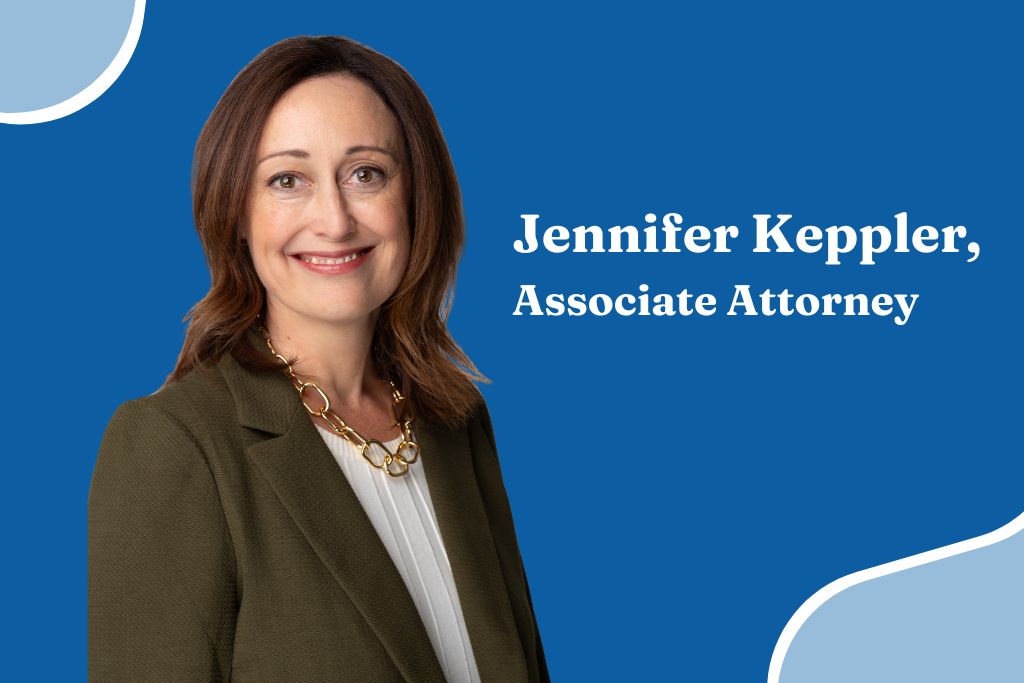 Photo of a lawyer with article title to the right: Jennifer Keppler, Associate Attorney