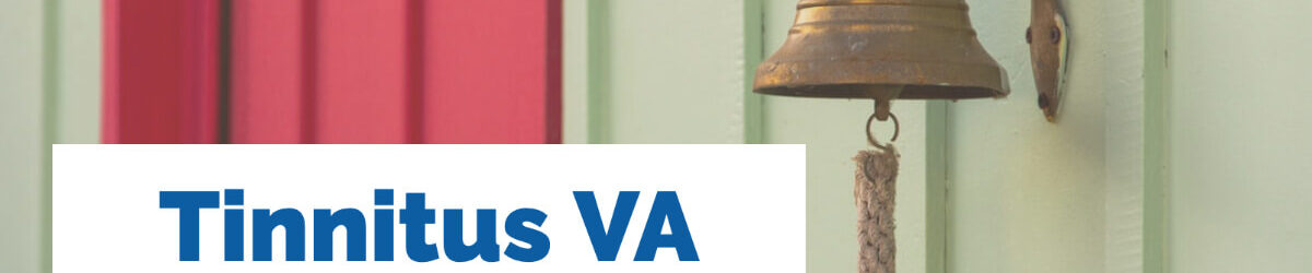 A ringing bell outside a house with a rope attached, like a doorbell. Our title is down to the left: Tinnitus VA disability Tips