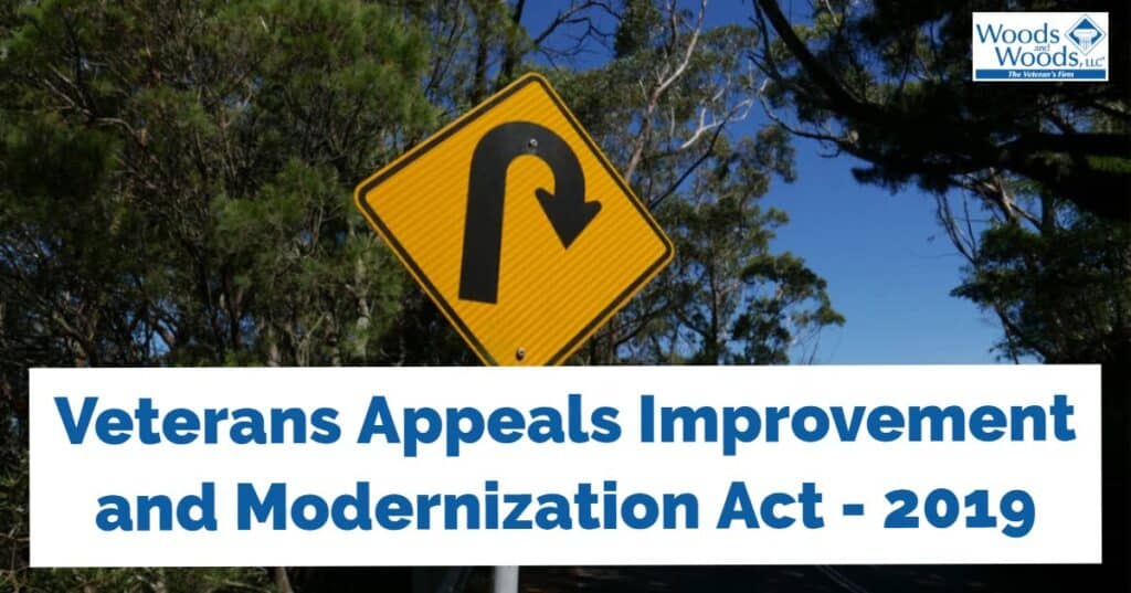 U-Turn sign with our title in front of it "Veterans appeals improvement and modernization act - 2019"