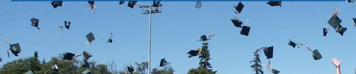 Picture of a lot of college graduates throwing their hats into the air at graduation with a blue sky in the background. Our title is at the top: Which GI Bill Is the Best?