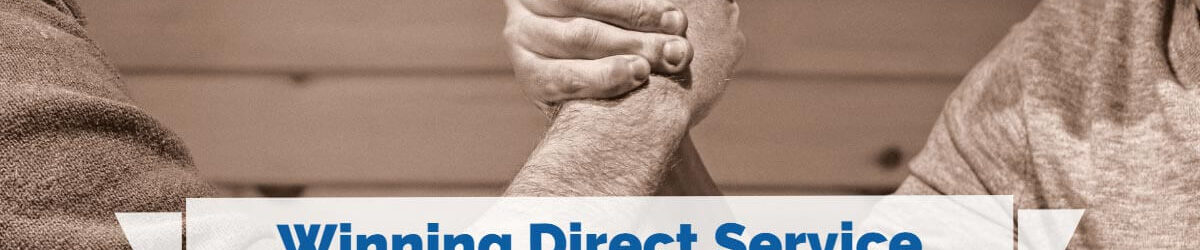 two men arm wrestling with title "winning direct service connection for VA disability" in front.